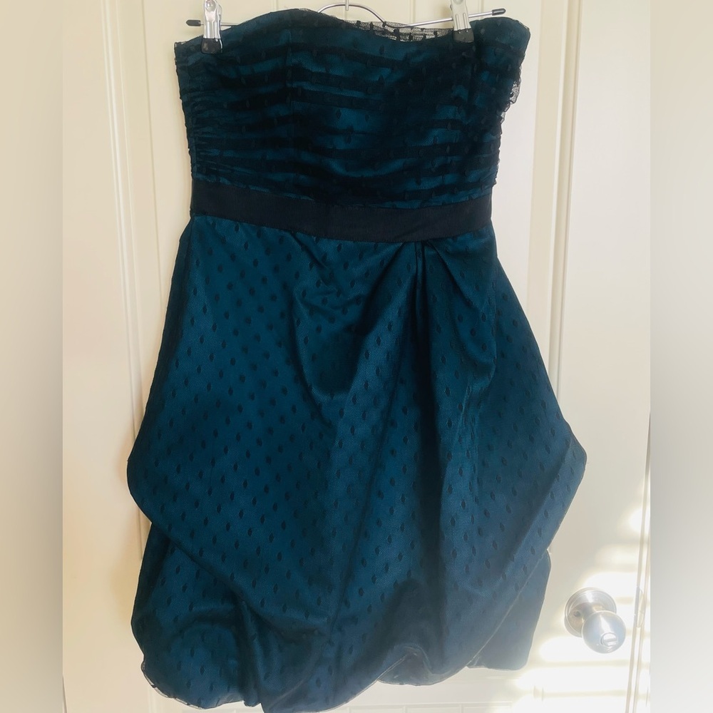 David’s Bridal Strapless Teal Dress Size 6